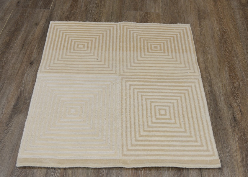 Tibetian Style Geometric Four Panel Wool Woven Rug