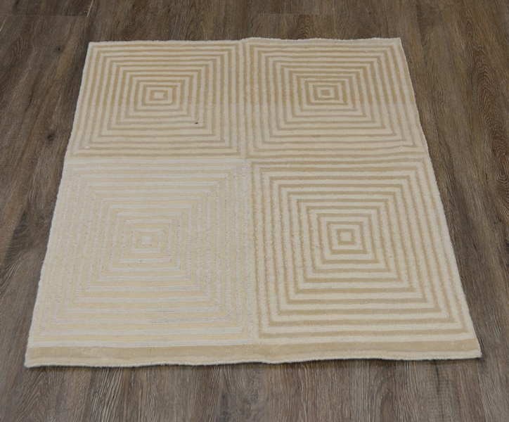 Tibetian Style Geometric Four Panel Wool Woven Rug