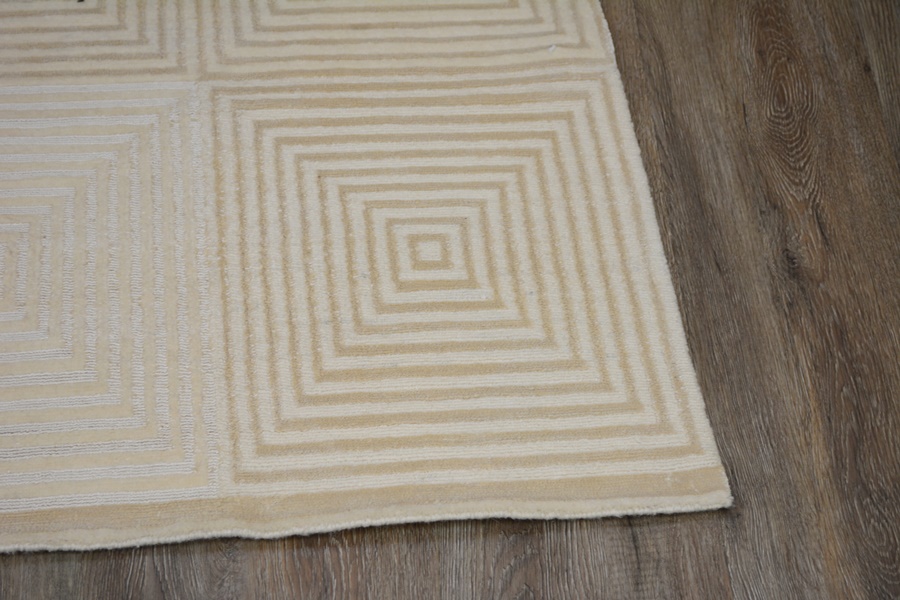 Tibetian Style Geometric Four Panel Wool Woven Rug