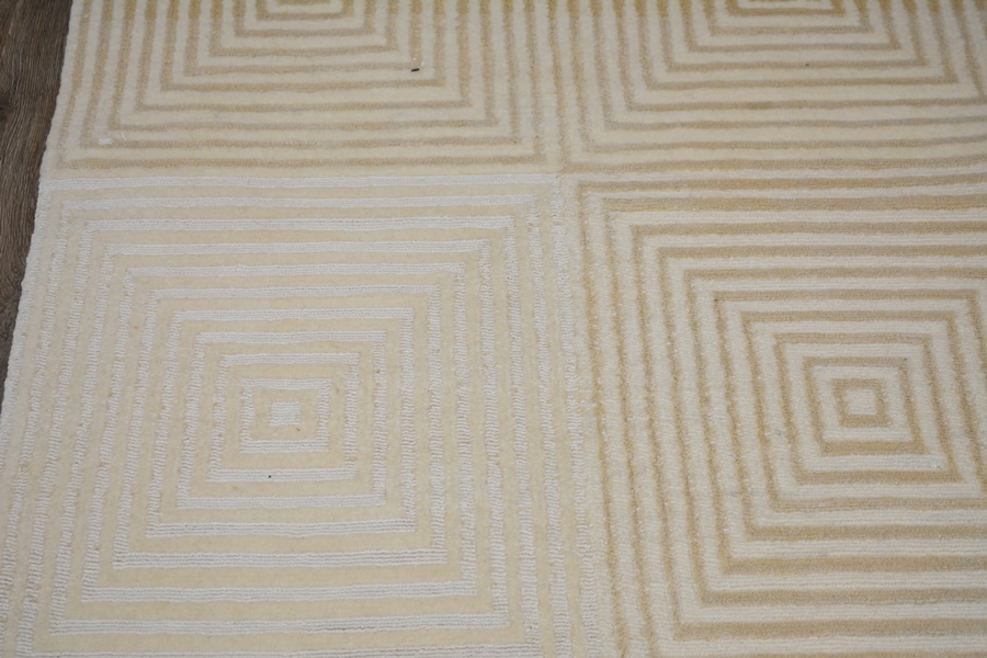 Tibetian Style Geometric Four Panel Wool Woven Rug