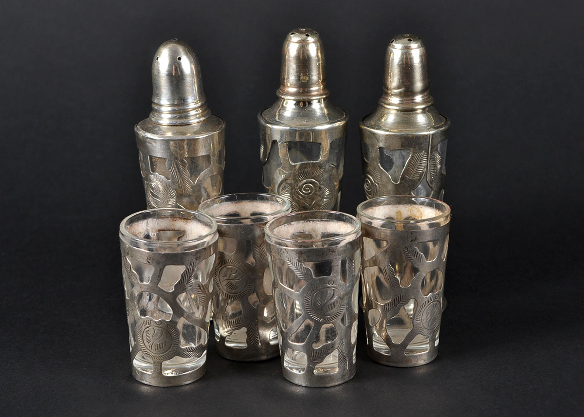 Sterling and Glass Shakers and Toothpick Holders