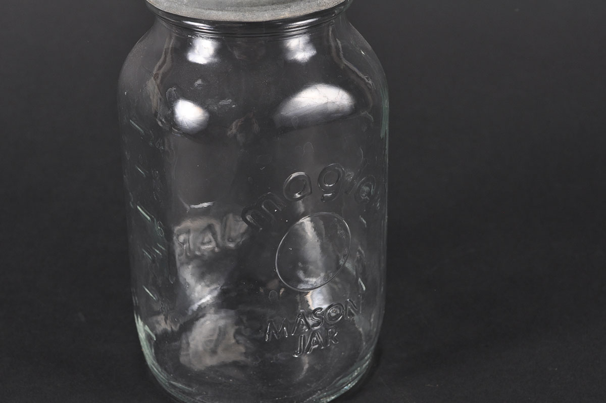 Collection of Vintage Blue Glass Mason Jars with Zinc Lids