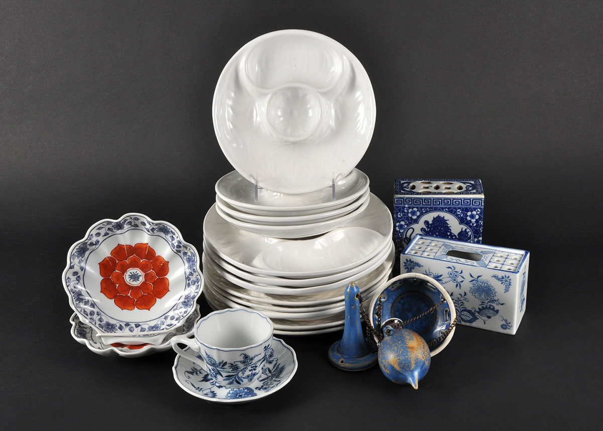 Collection of Serving Items and Decor