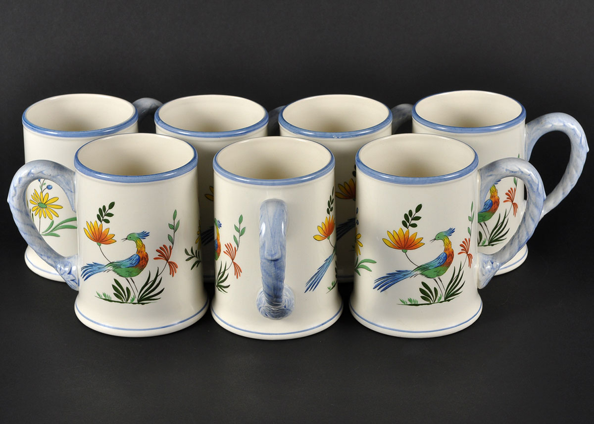 Gien France Inalterable Mugs "Oiseaux de Paradis" Pattern