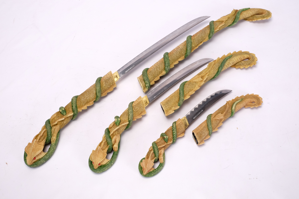 Trio of Decorative Fantasy Serpent Swords