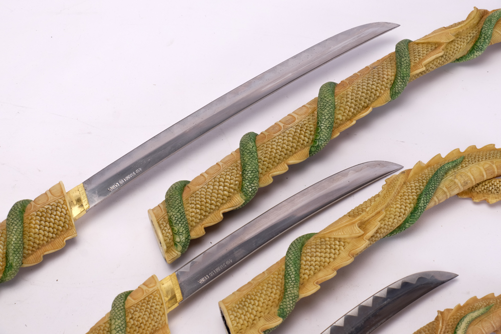 Trio of Decorative Fantasy Serpent Swords