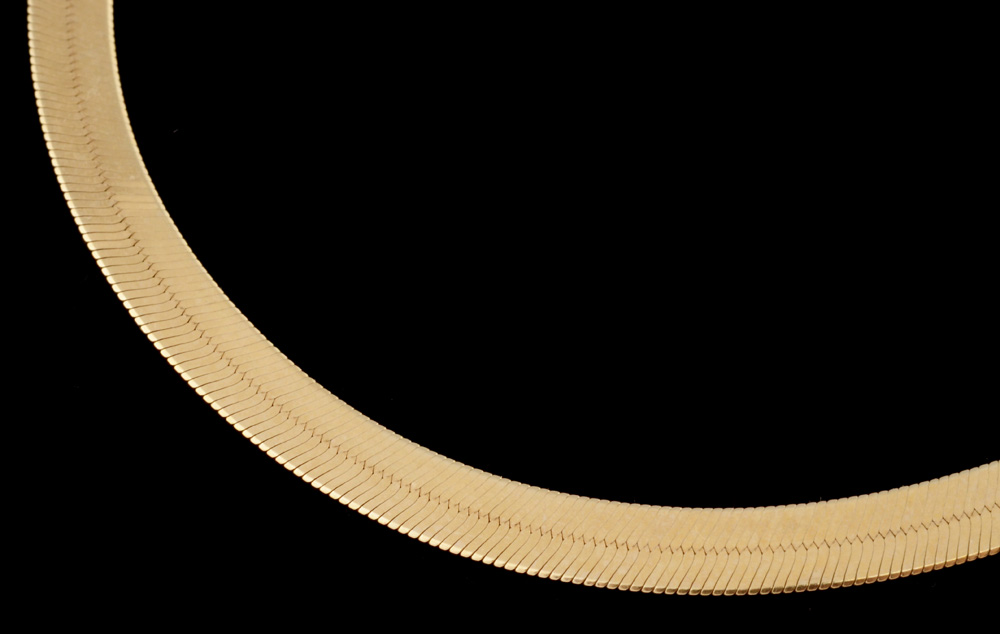 Aurafin Fine 14K Yellow Gold 24 1/4" Herringbone Chain