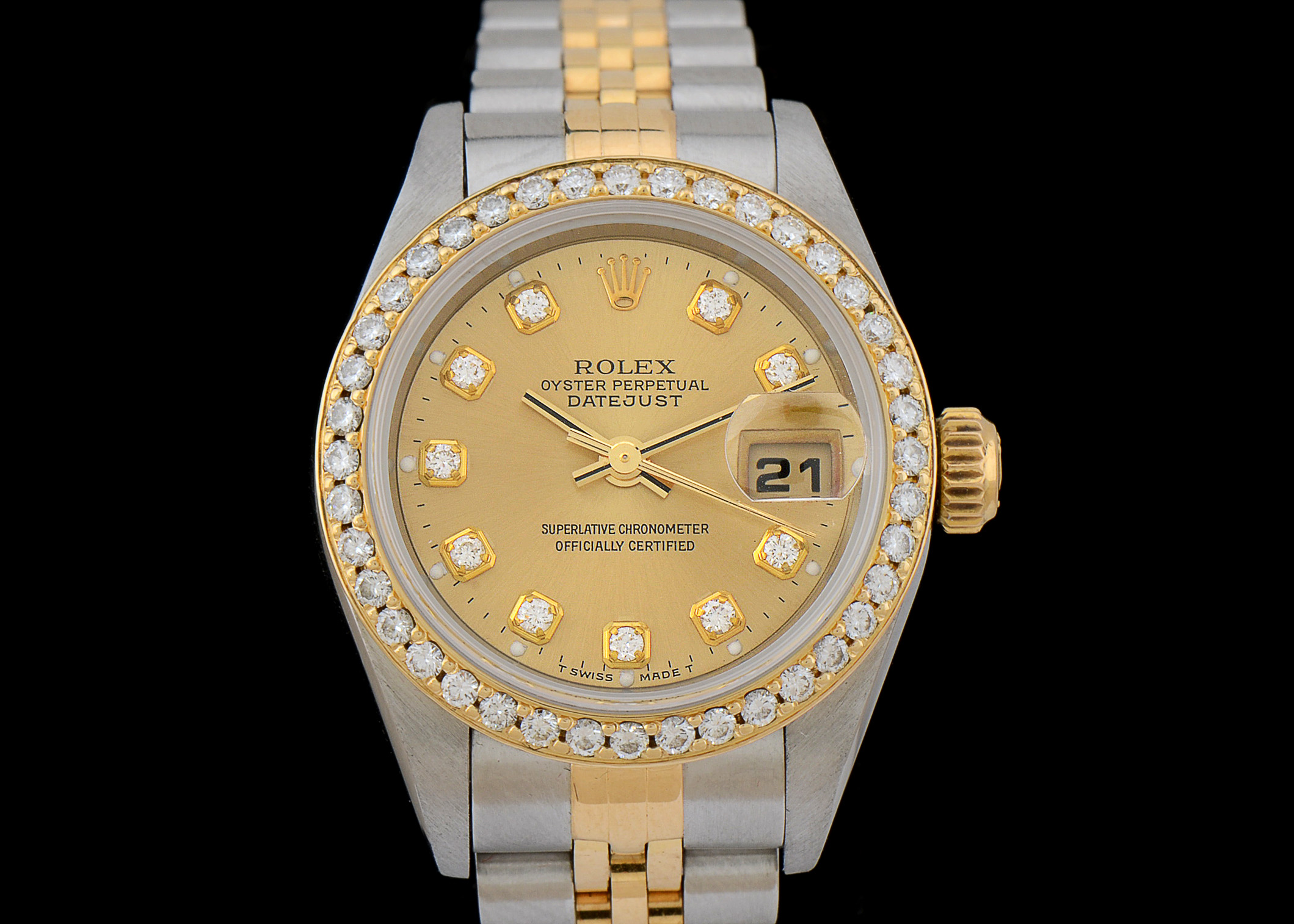 Rolex Perpetual Datejust 18K Gold YG.SS Diamond Bezel and Dial