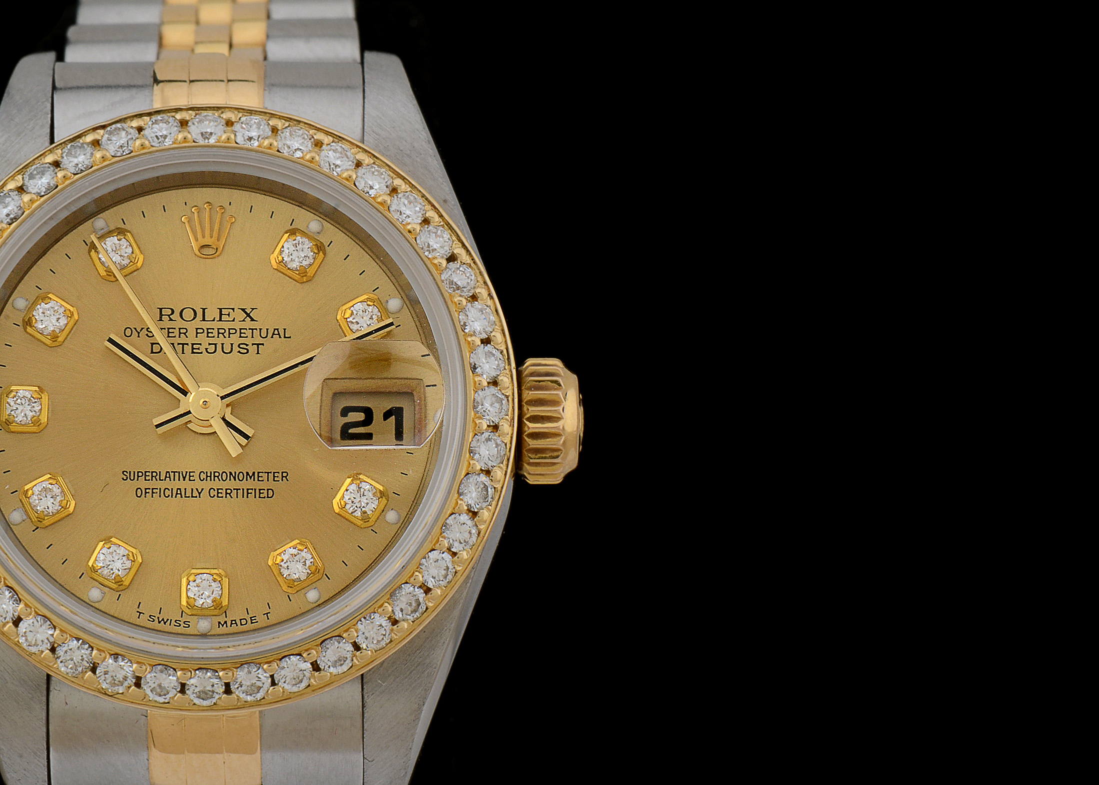 Rolex Perpetual Datejust 18K Gold YG.SS Diamond Bezel and Dial