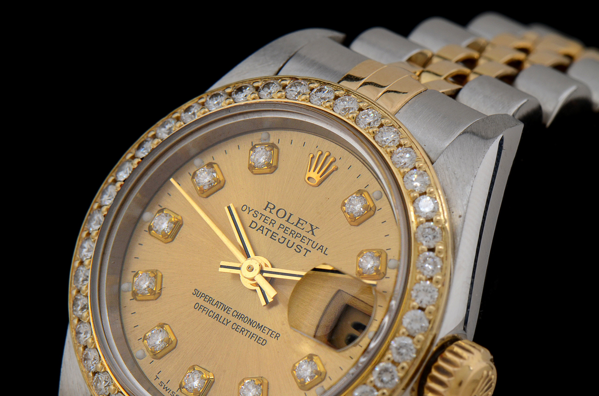 Rolex Perpetual Datejust 18K Gold YG.SS Diamond Bezel and Dial