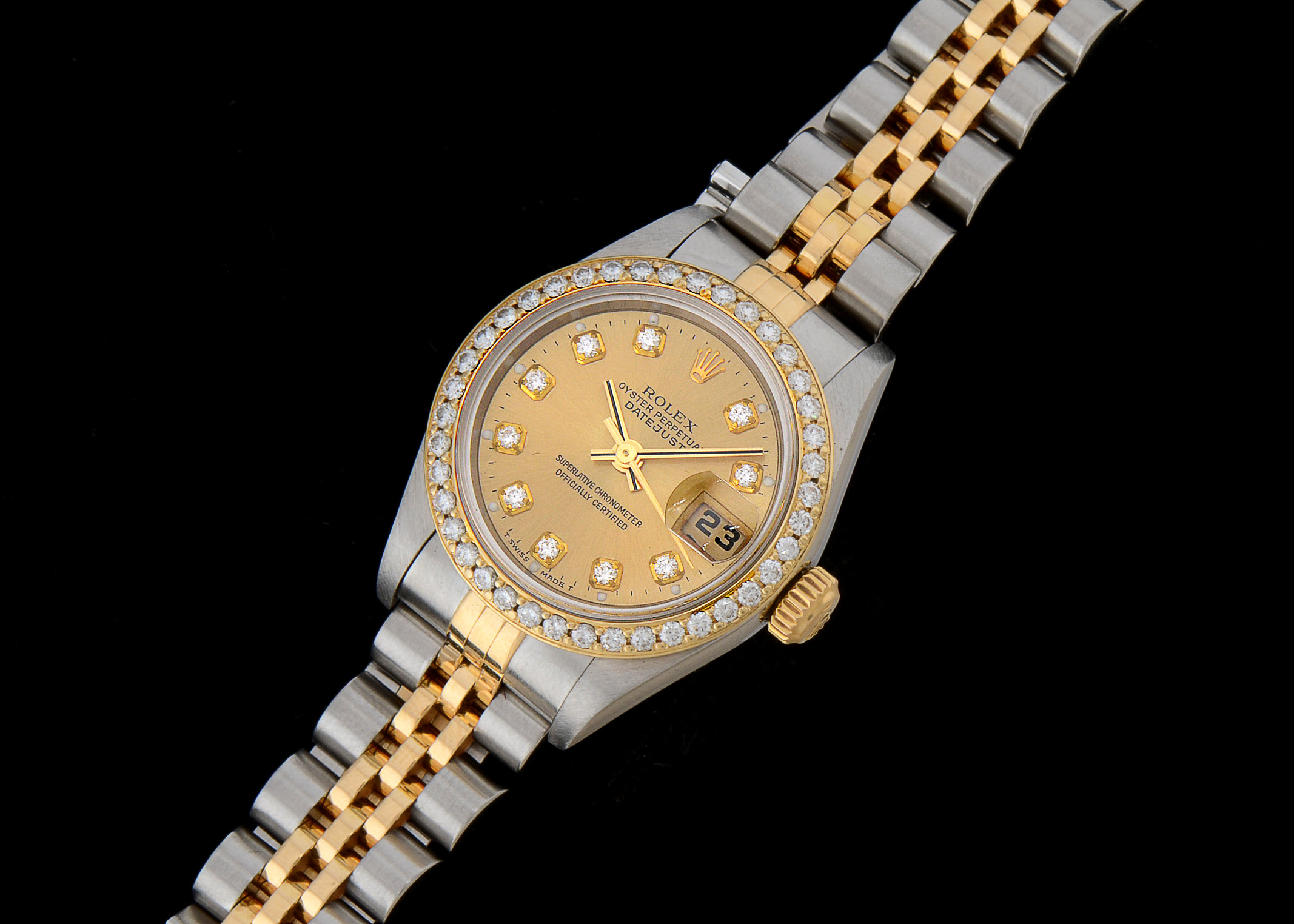 Rolex Perpetual Datejust 18K Gold YG.SS Diamond Bezel and Dial