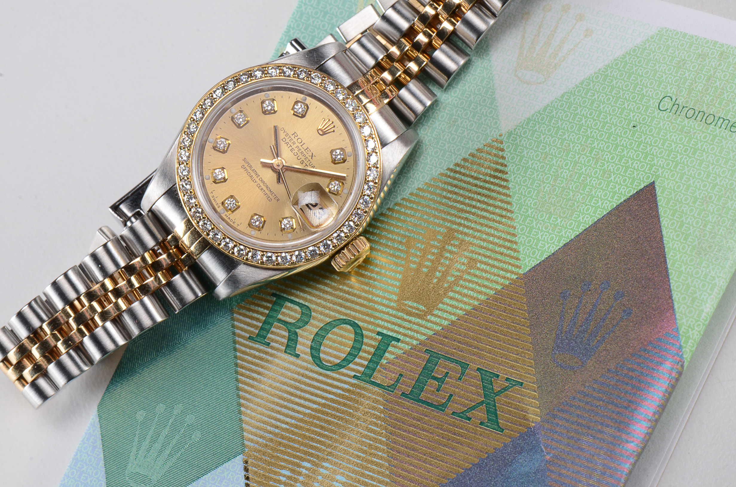 Rolex Perpetual Datejust 18K Gold YG.SS Diamond Bezel and Dial
