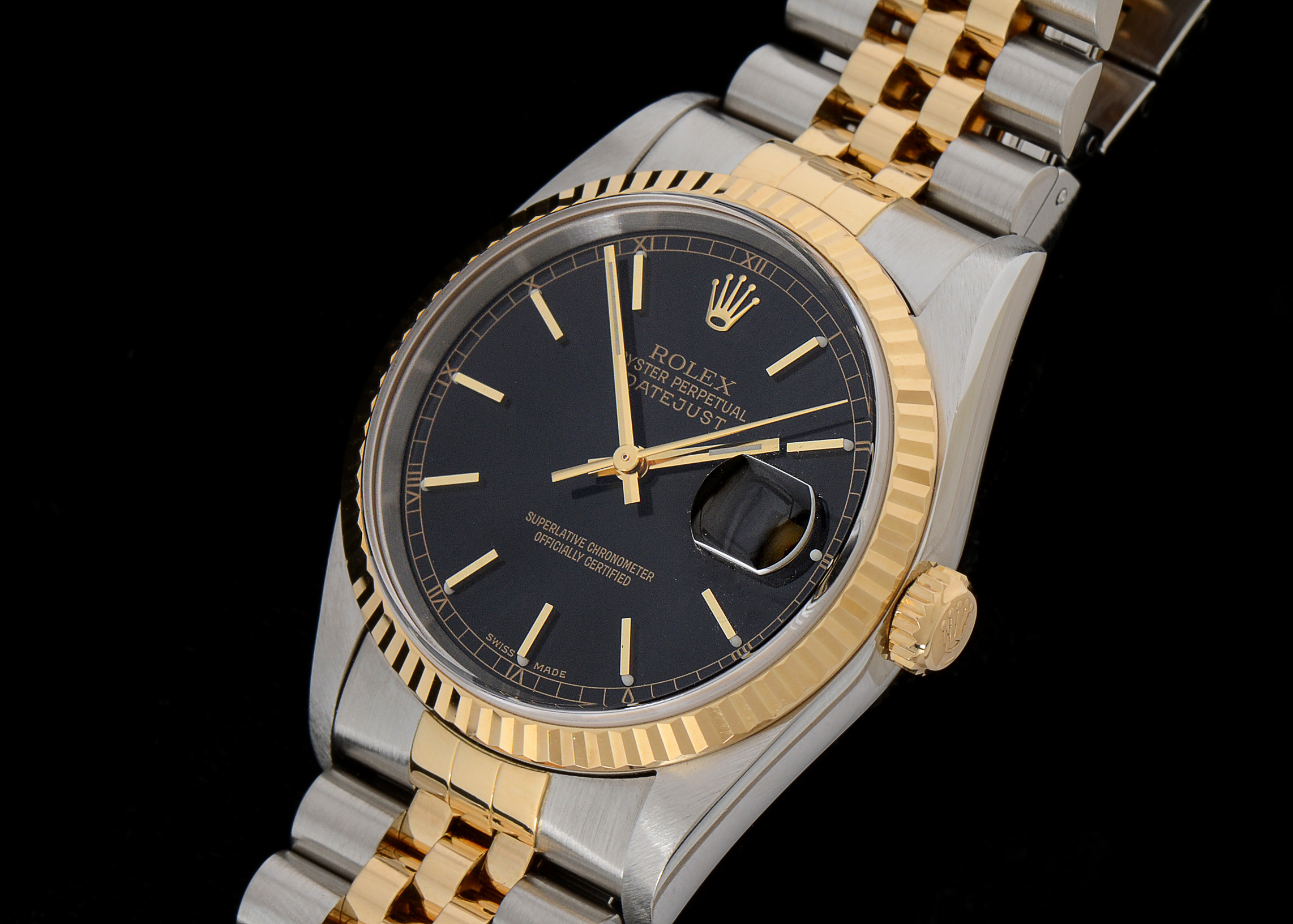 Men's Rolex Perpetual DateJust 18k Gold and Steel Black Automatic