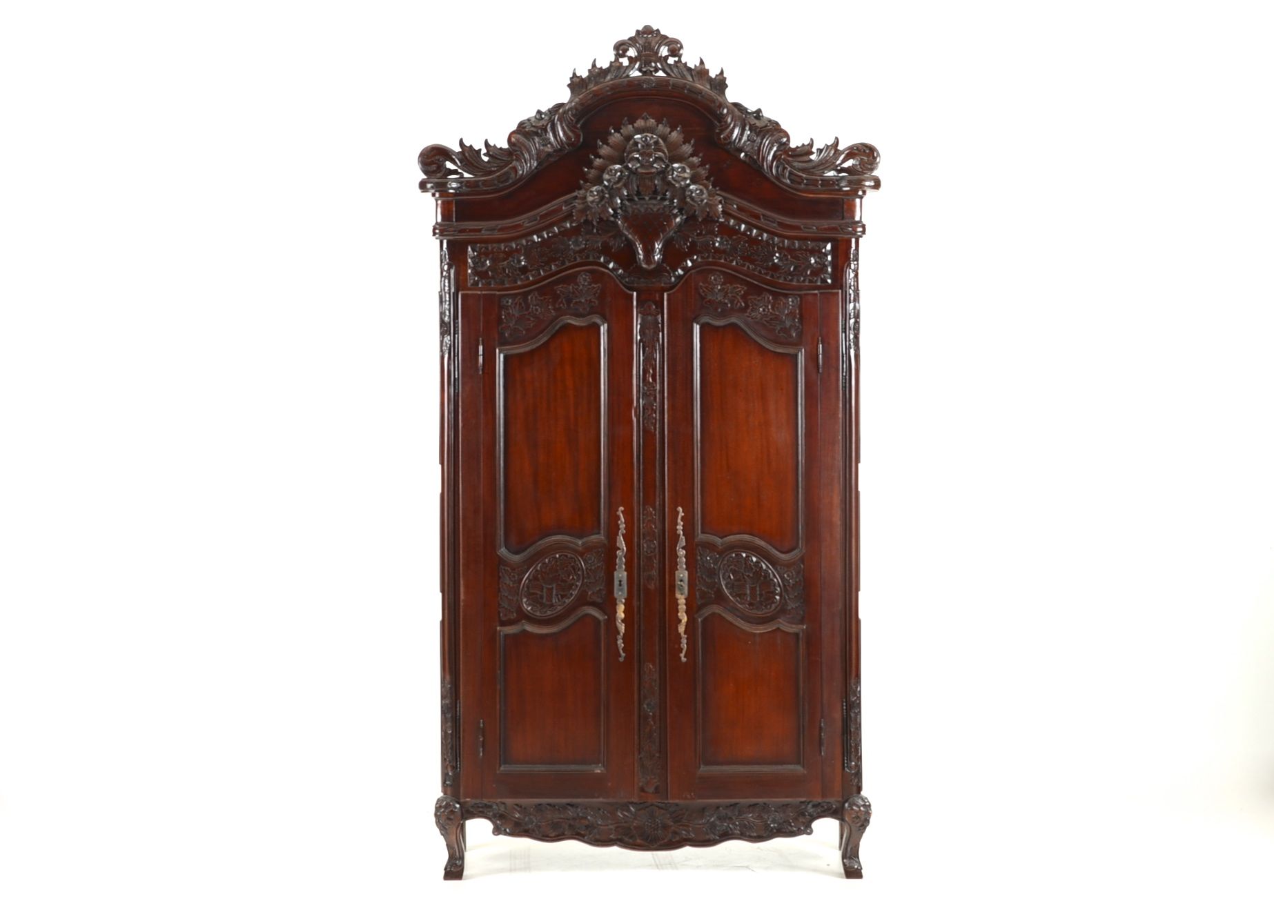 Georgian Style Carved Mahogany Armoire