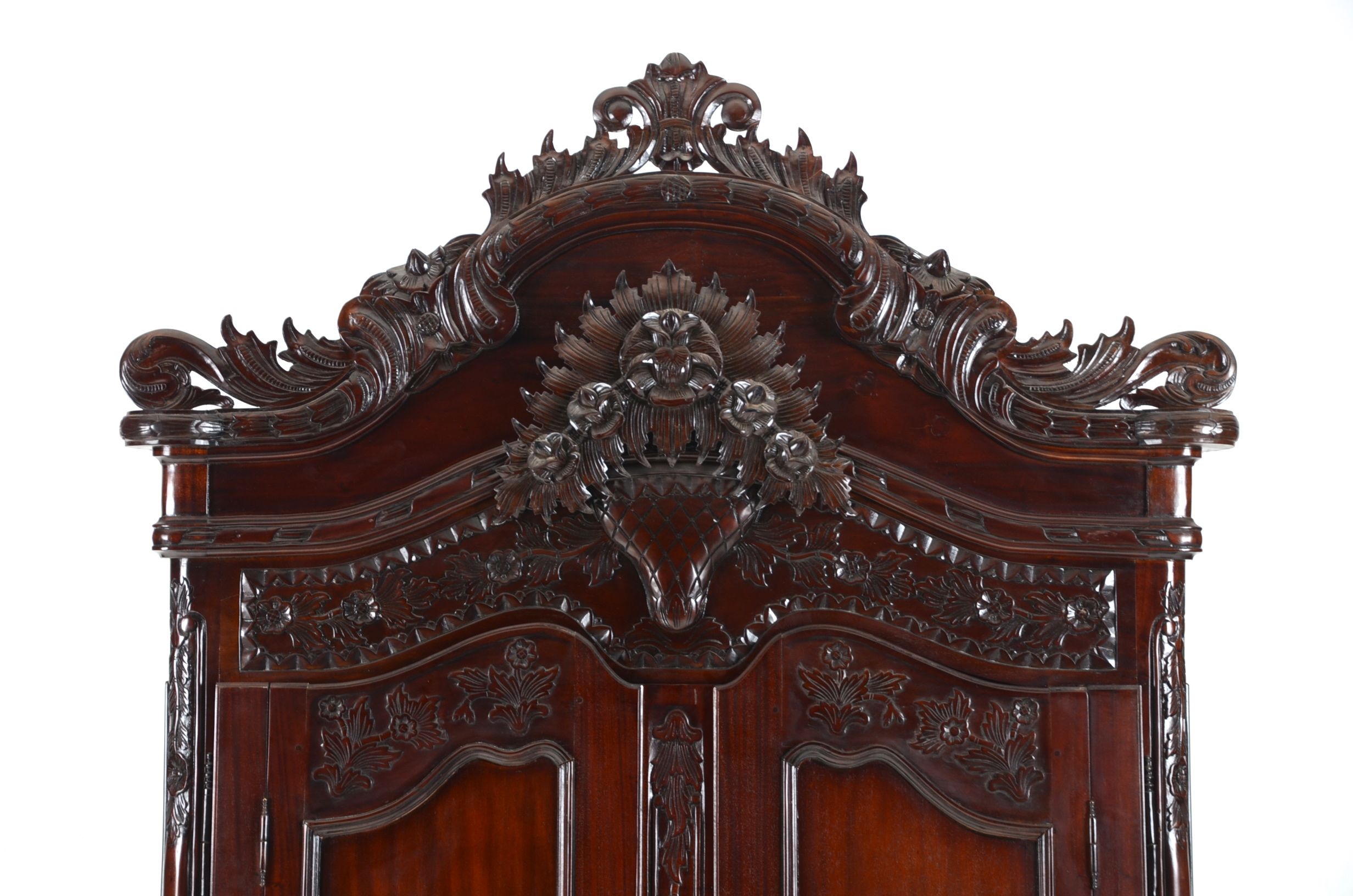 Georgian Style Carved Mahogany Armoire