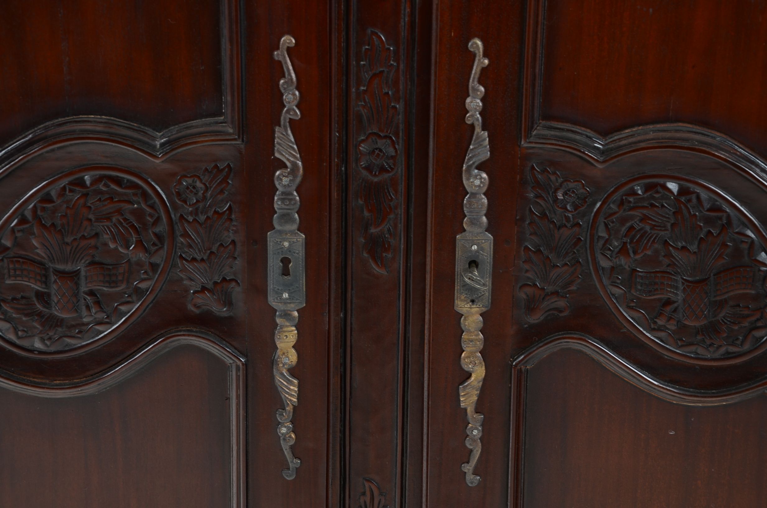 Georgian Style Carved Mahogany Armoire