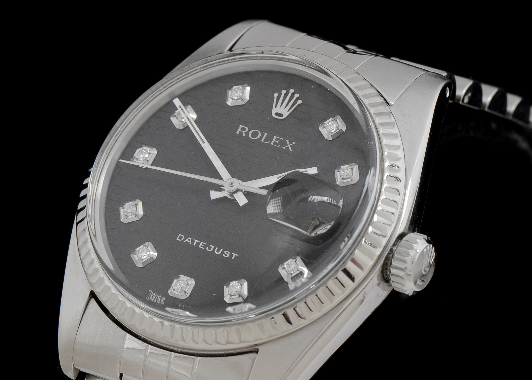 Men's Rolex Perpetual Datejust White Gold and Steel Diamond Dial