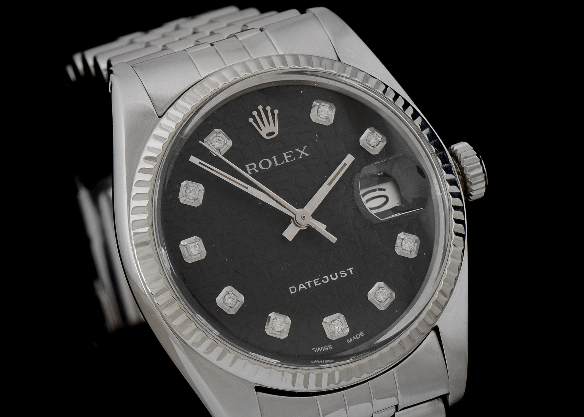 Men's Rolex Perpetual Datejust White Gold and Steel Diamond Dial