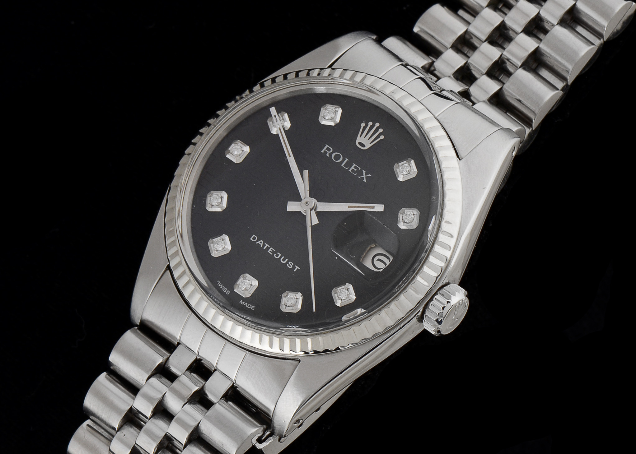 Men's Rolex Perpetual Datejust White Gold and Steel Diamond Dial