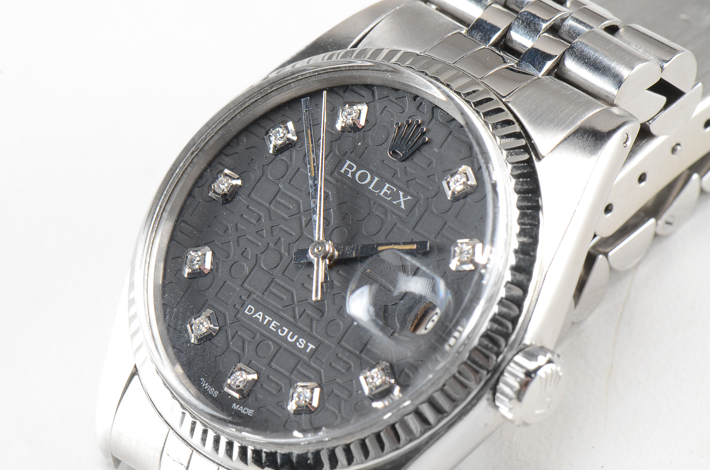 Men's Rolex Perpetual Datejust White Gold and Steel Diamond Dial