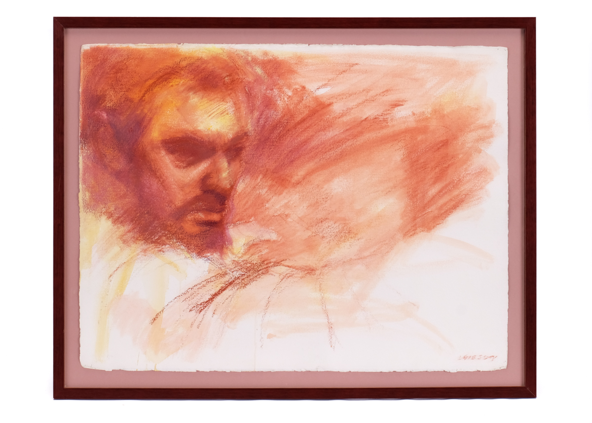 Oil Pastel and Watercolor Portrait of Man