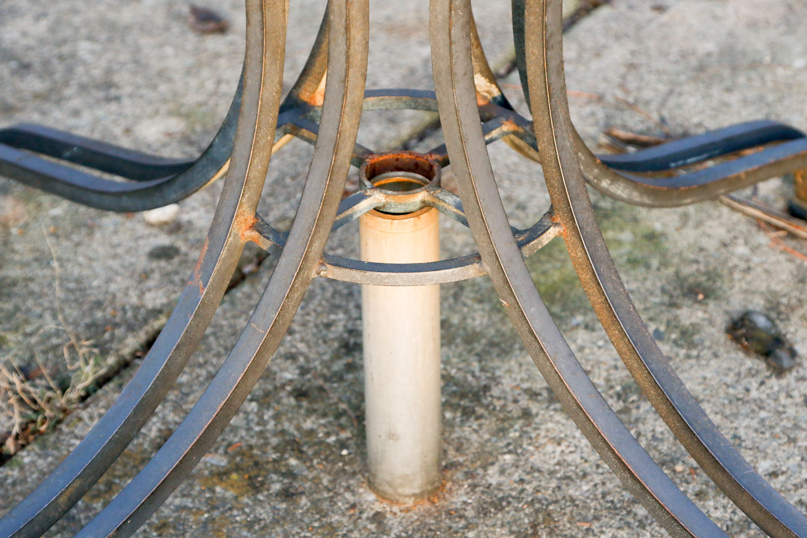 Wrought Iron Outdoor Dining Set with Side Tables