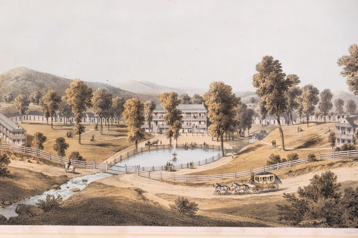 Antique Edward Beyer 3-Color Lithograph of Yellow Sulphur Springs