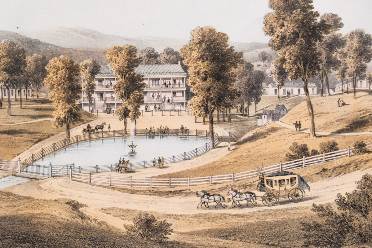 Antique Edward Beyer 3-Color Lithograph of Yellow Sulphur Springs