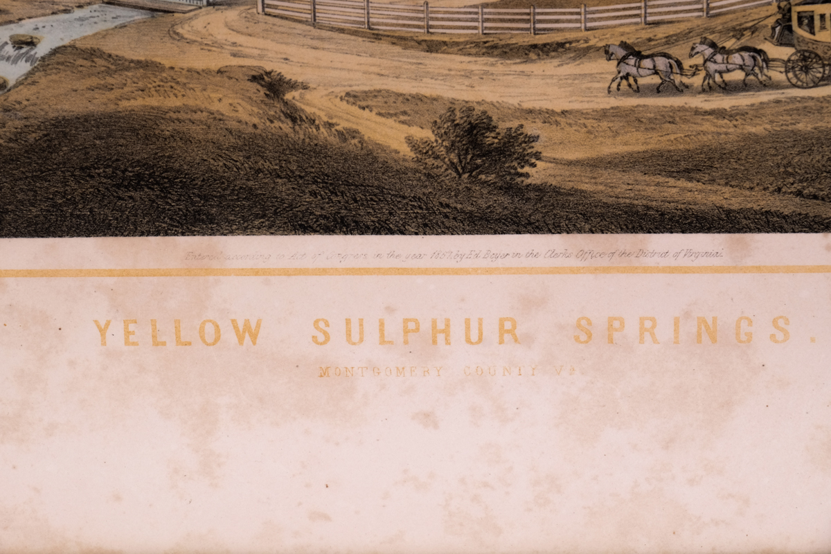 Antique Edward Beyer 3-Color Lithograph of Yellow Sulphur Springs