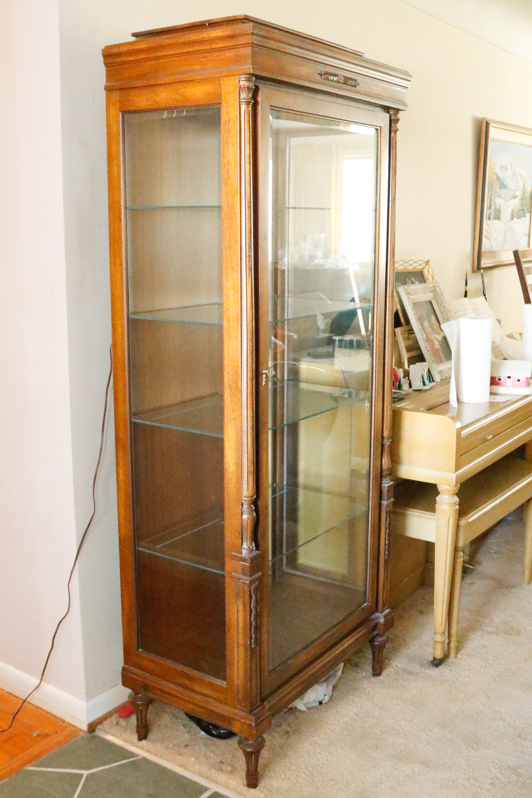 Glass and Wood Vitrine Display Case
