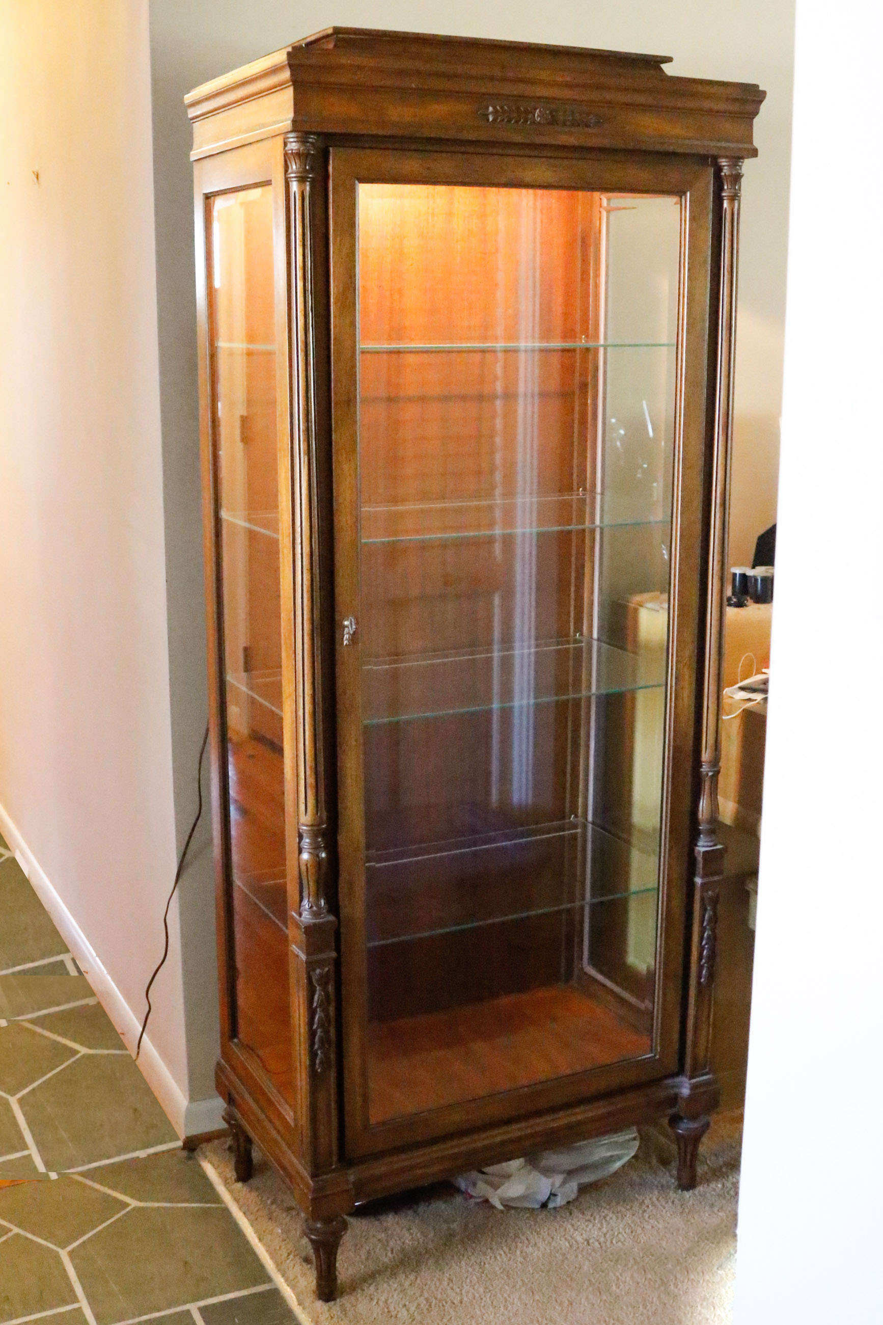 Glass and Wood Vitrine Display Case