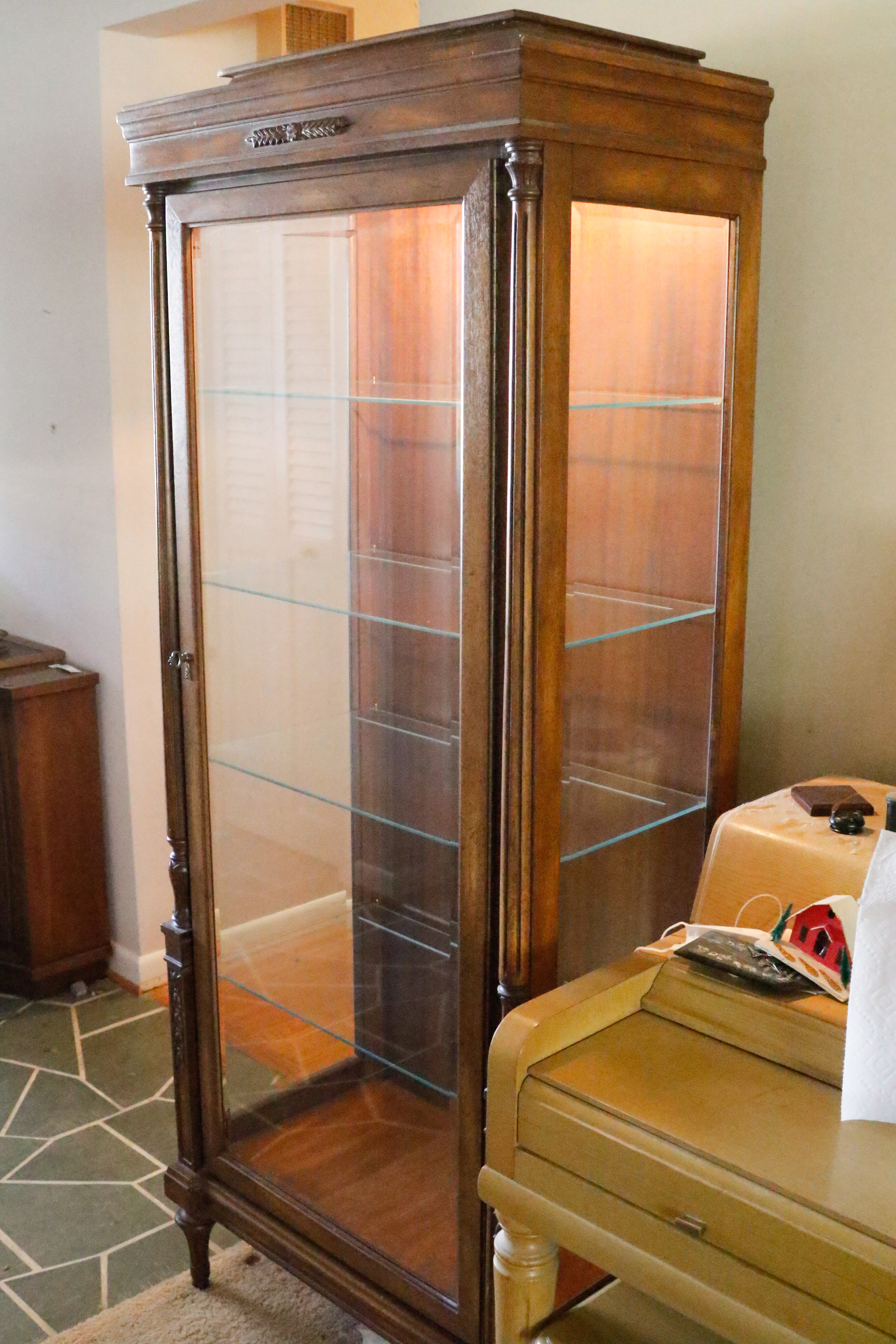 Glass and Wood Vitrine Display Case