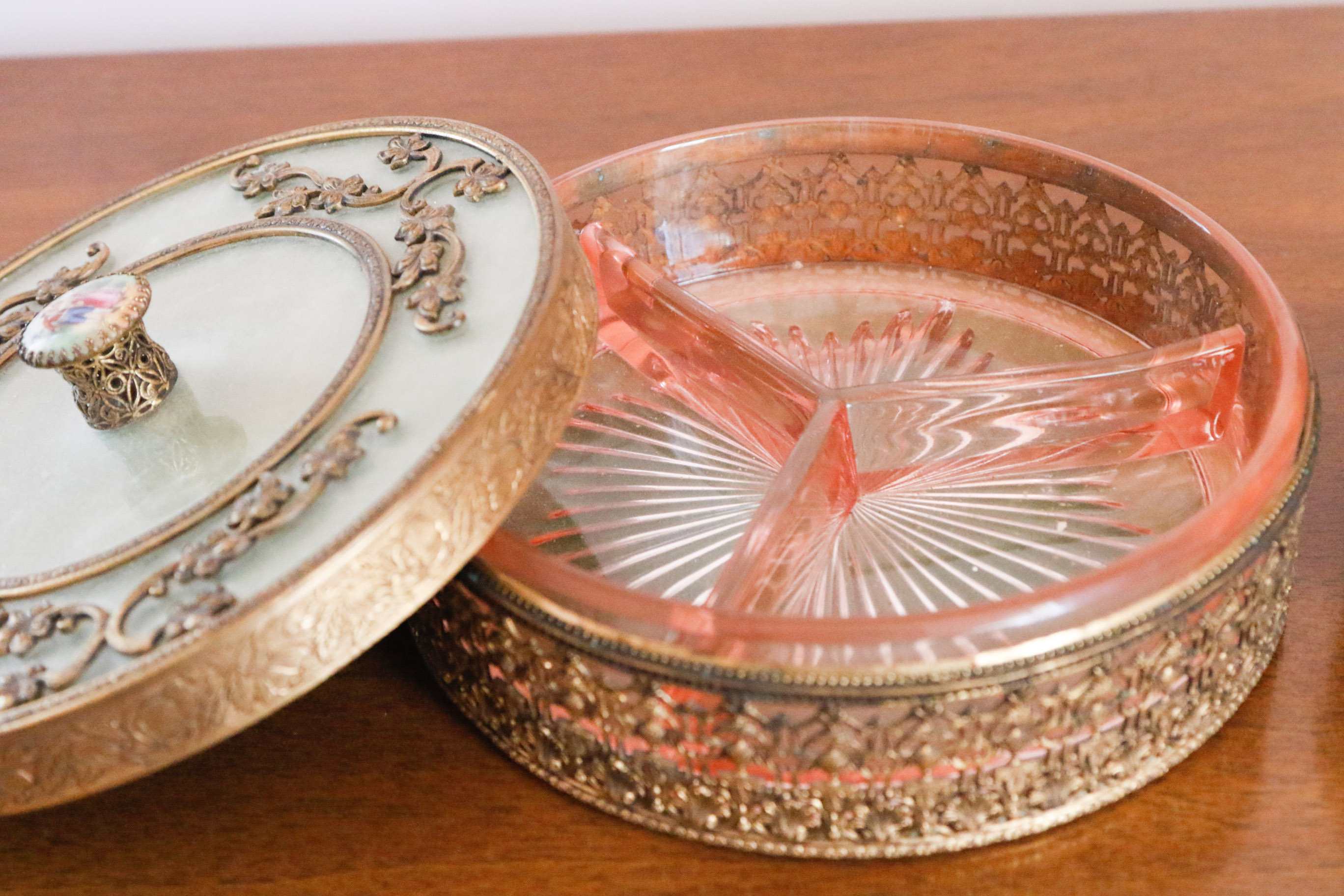 Two Ornate Filigree Vanity Boxes