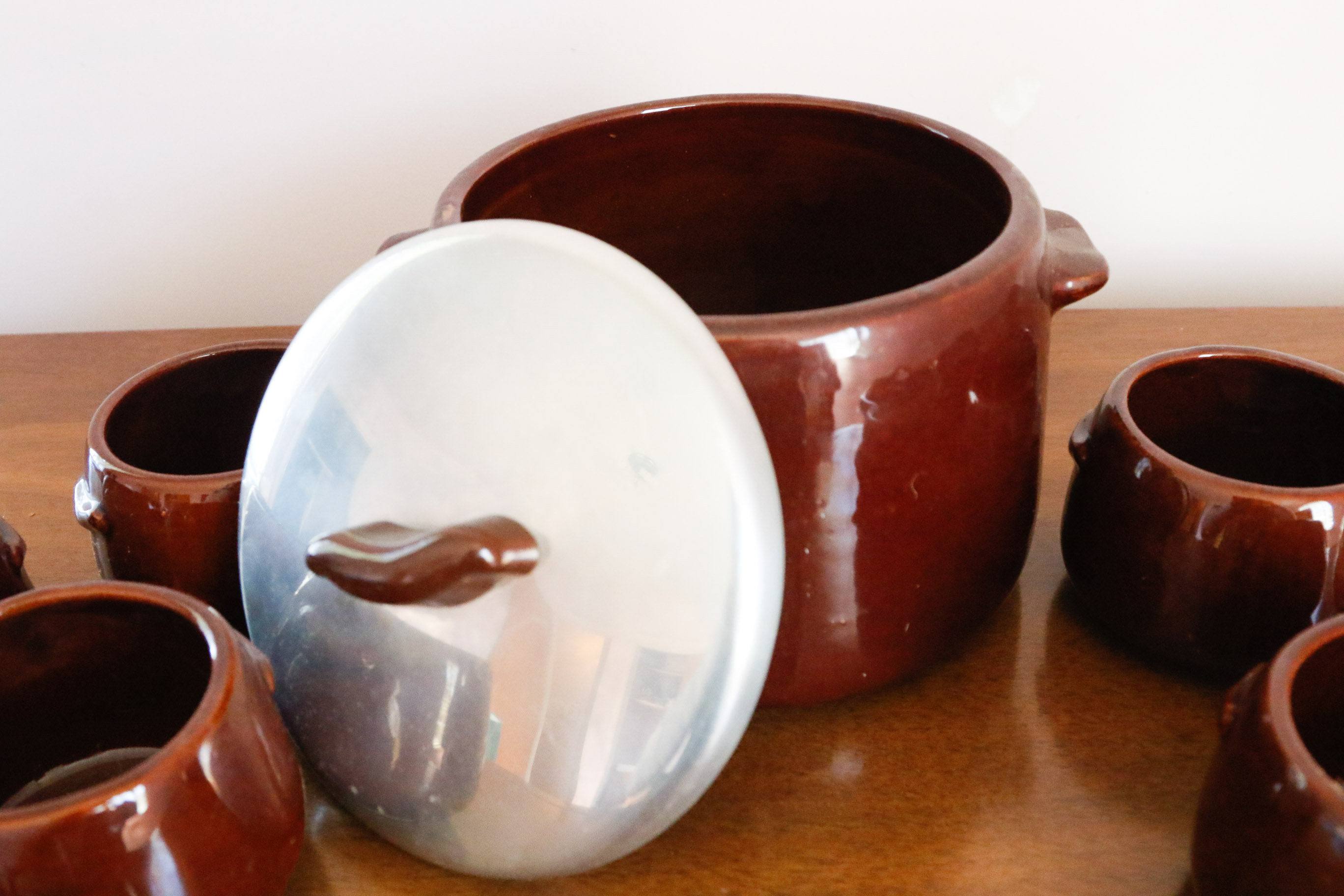 Set of West Bend Stoneware Bean Pots