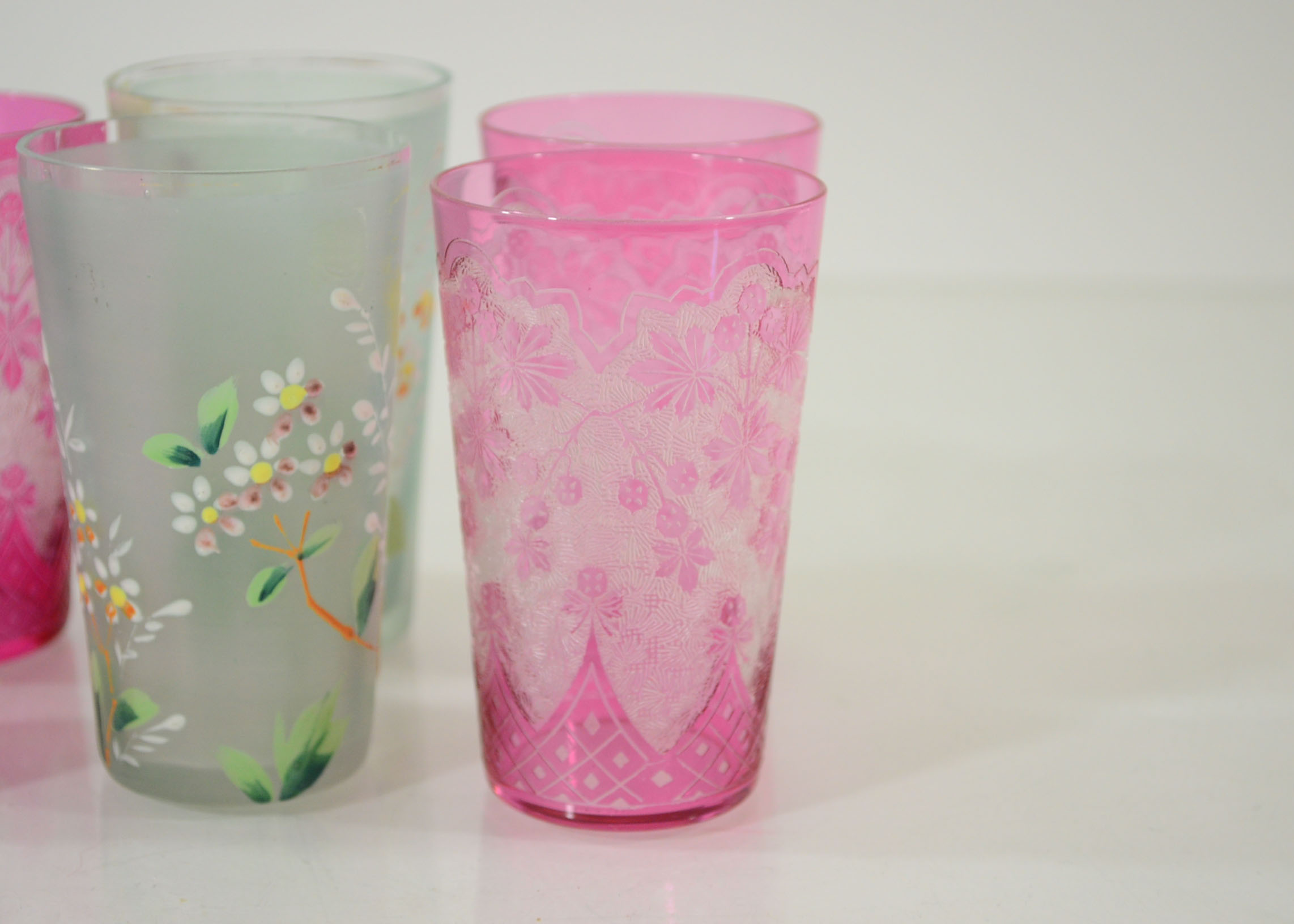 Set of Six Hand Painted Drinking Glasses