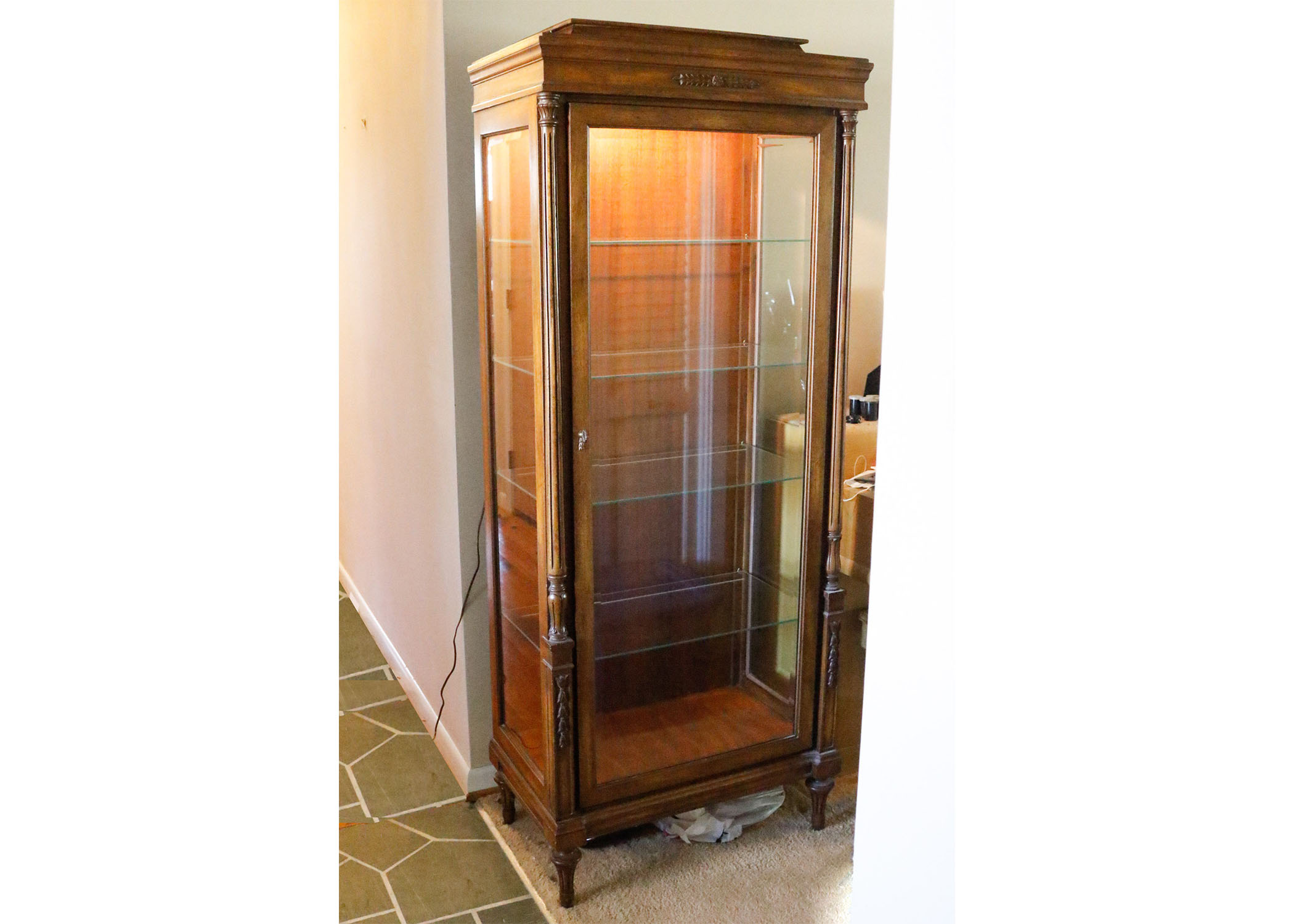 Glass and Wood Vitrine Display Case