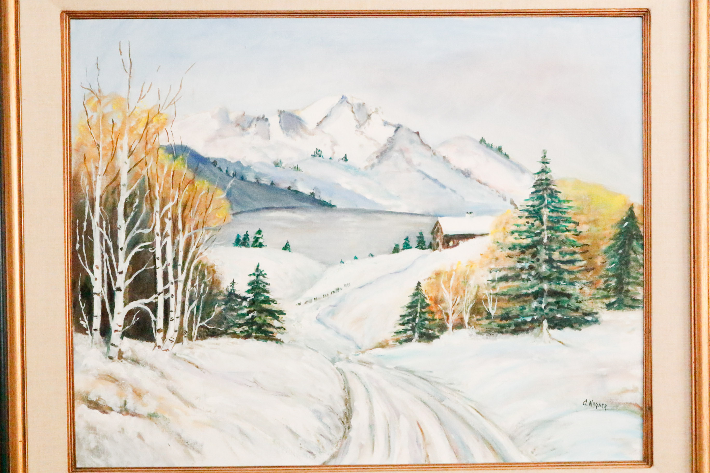 Acrylic on Canvas of Wintery Landscape