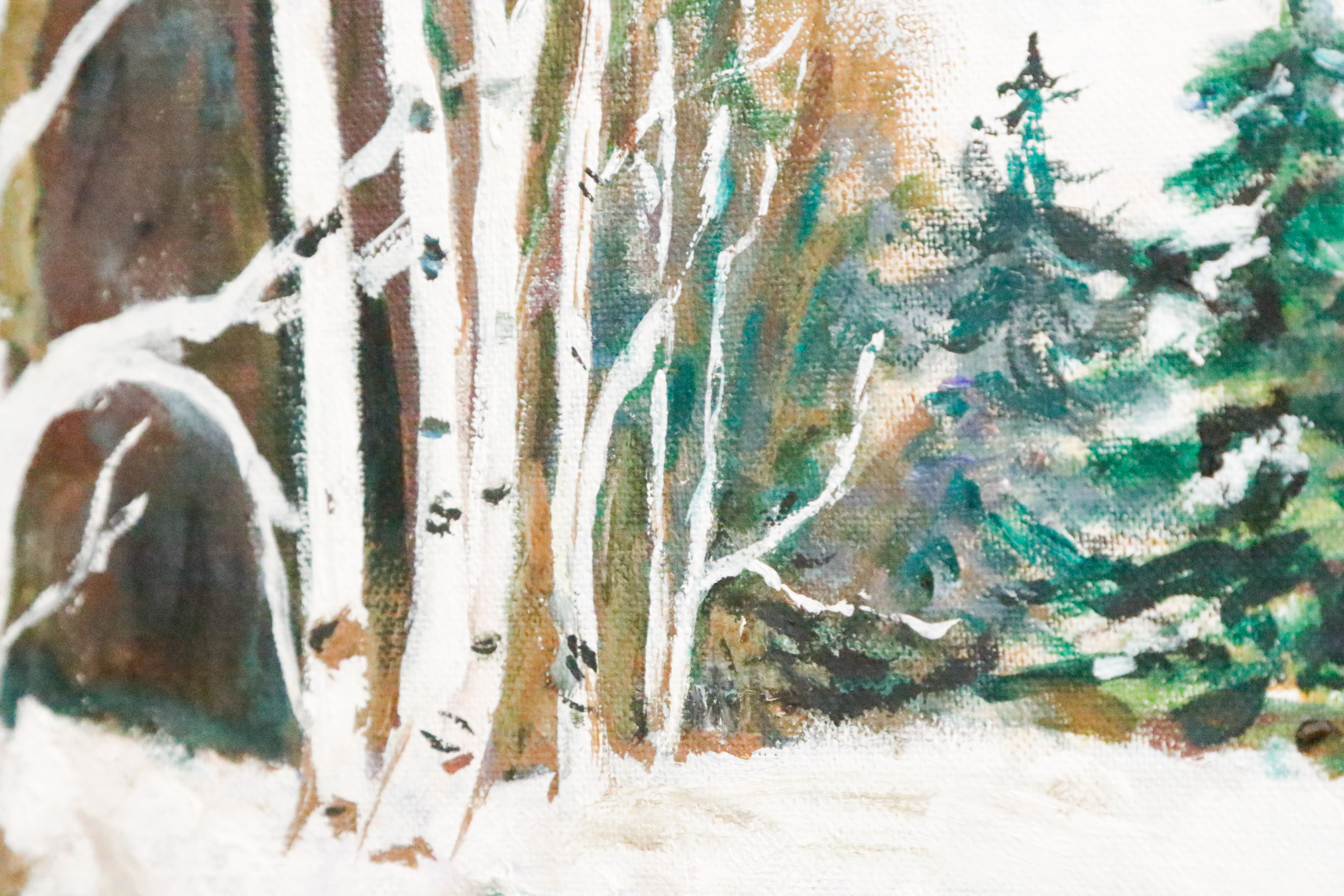 Acrylic on Canvas of Wintery Landscape