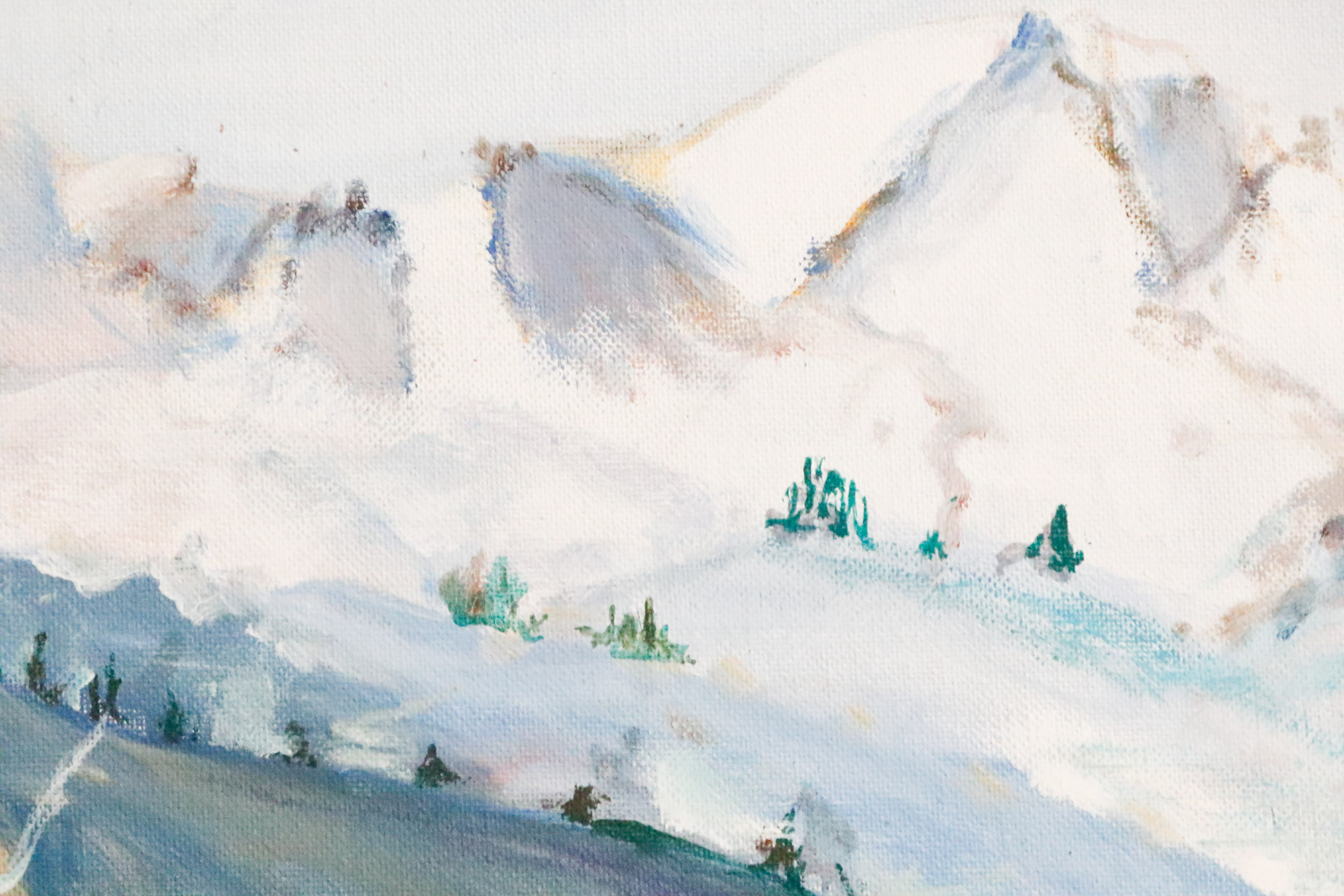 Acrylic on Canvas of Wintery Landscape