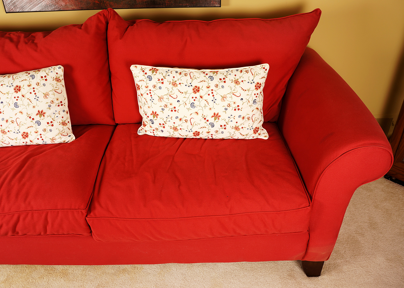 Alan White Blended Cotton Red Felt Sofa