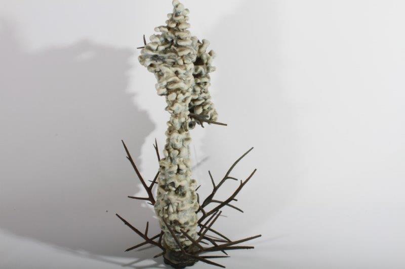 Anthony Jeroski Art Pottery Sculpture with Metal Thorns