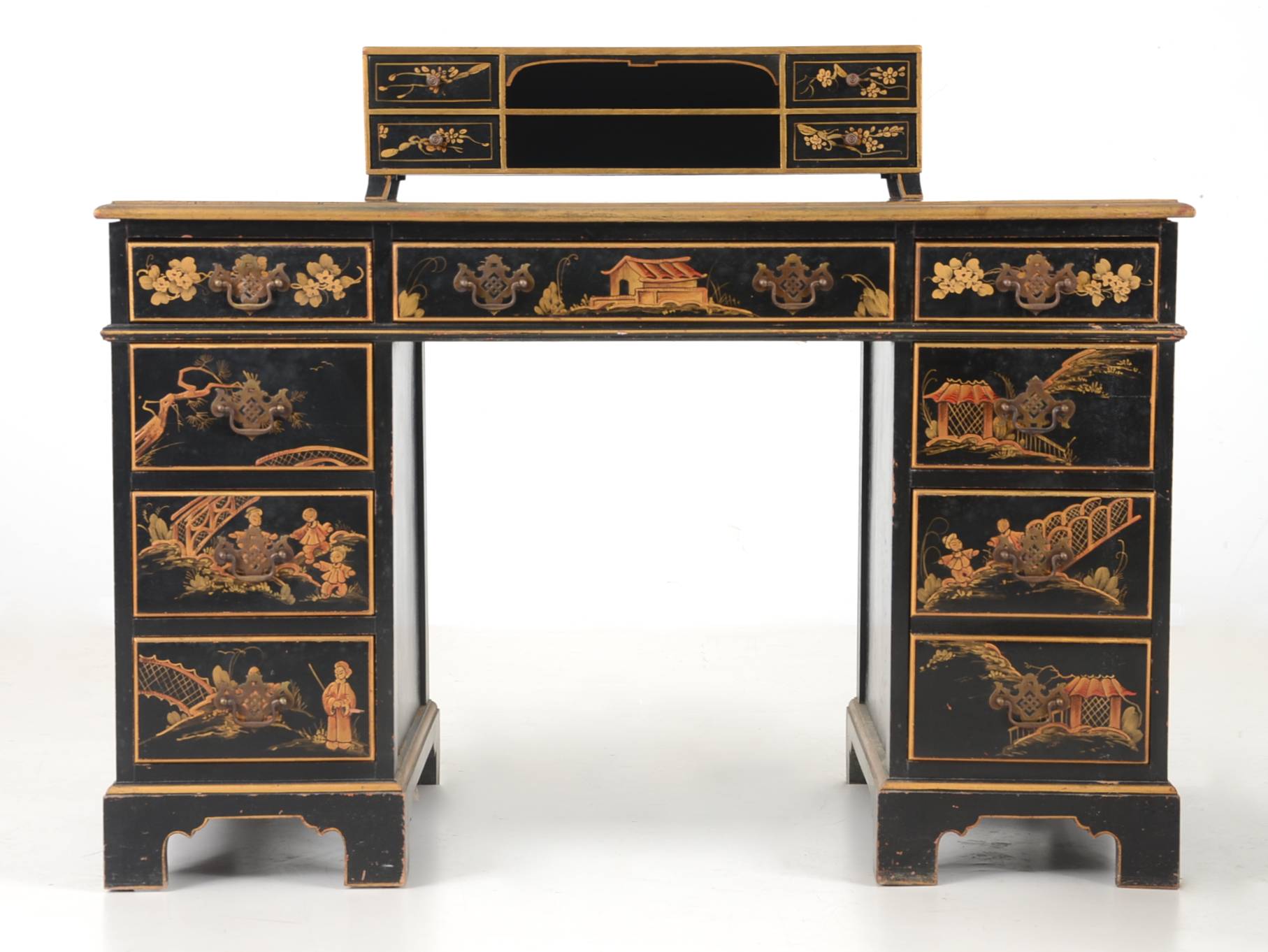 Vintage Chinoiserie Decorated Desk, Chair and Box