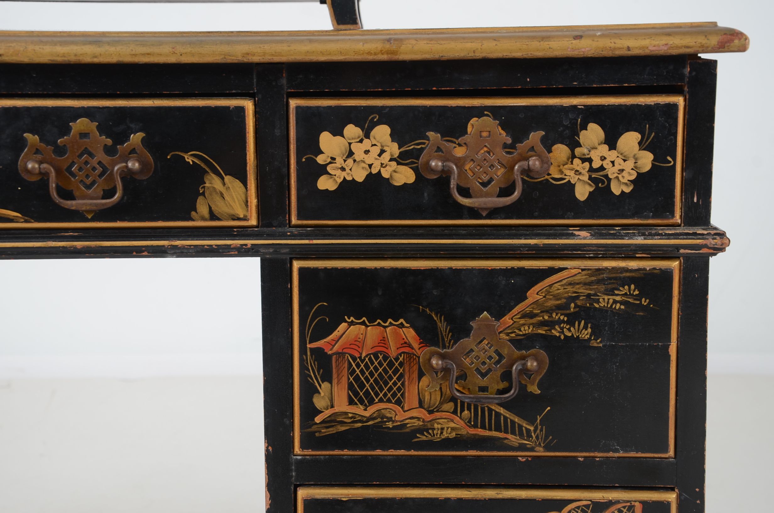 Vintage Chinoiserie Decorated Desk, Chair and Box