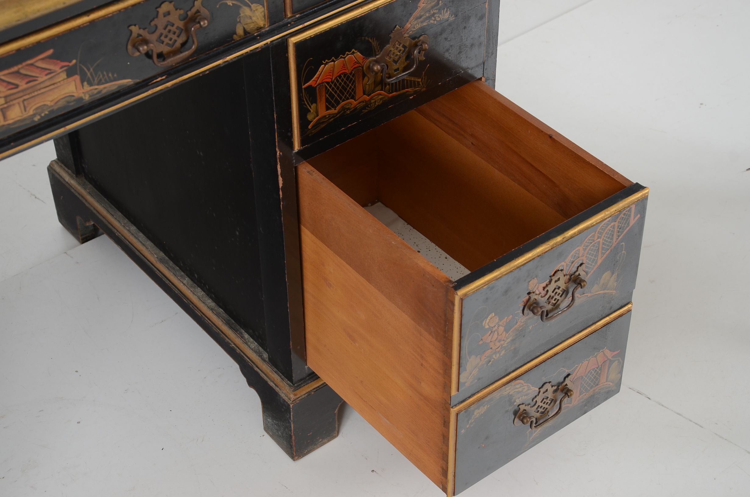 Vintage Chinoiserie Decorated Desk, Chair and Box