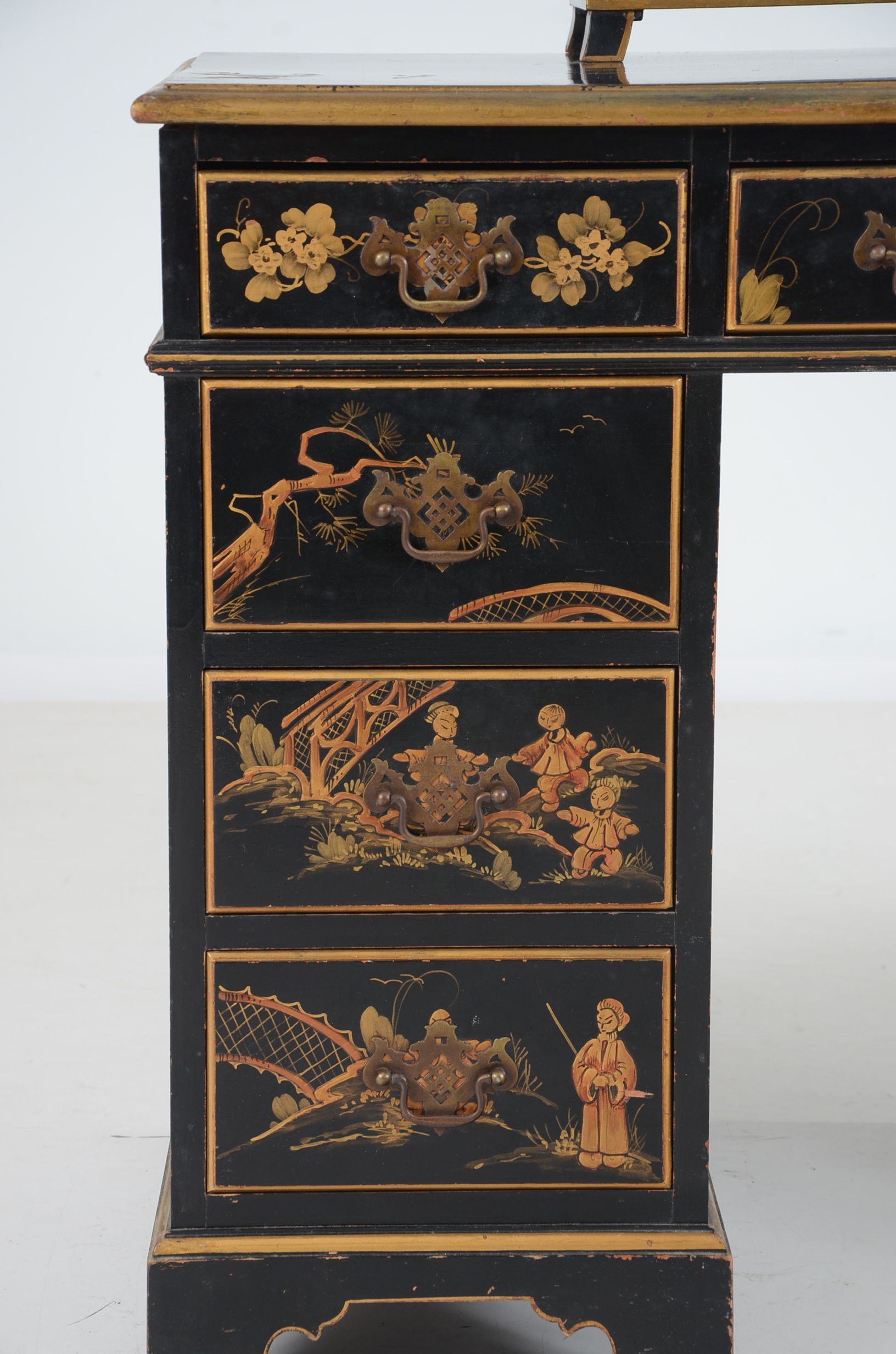 Vintage Chinoiserie Decorated Desk, Chair and Box