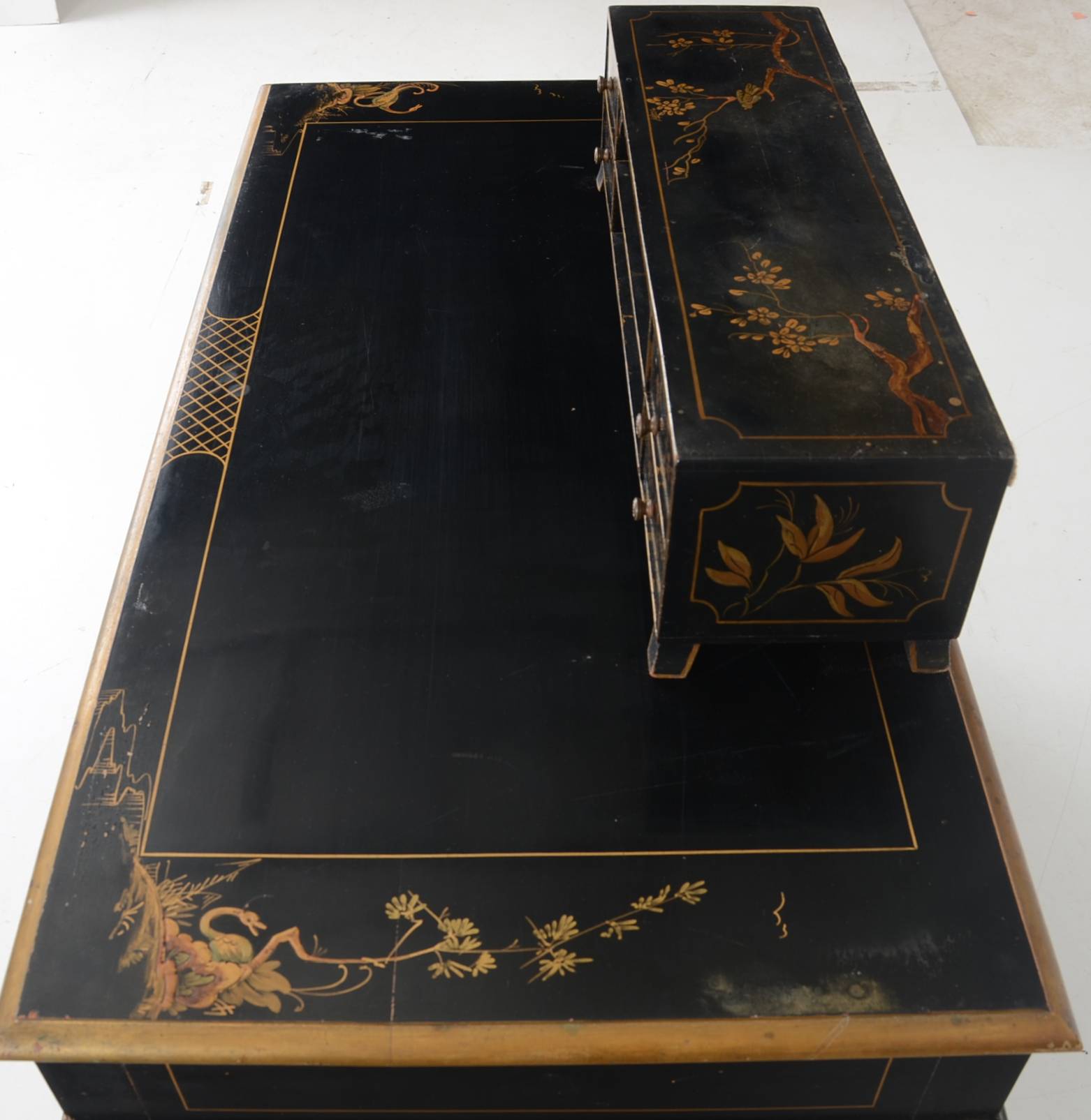Vintage Chinoiserie Decorated Desk, Chair and Box