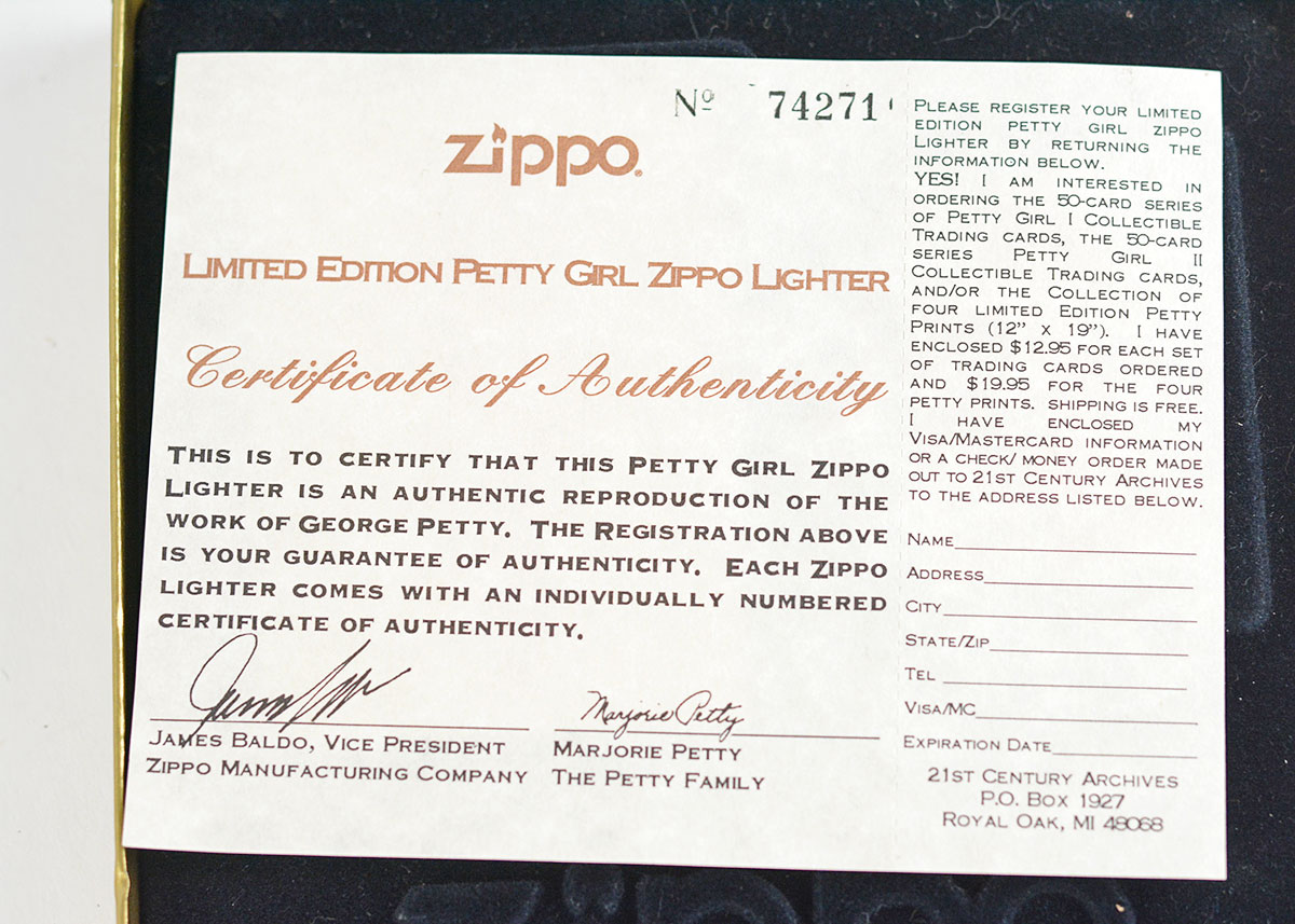 Collectable Zippo Lighters Including Limited Edition Petty Girl