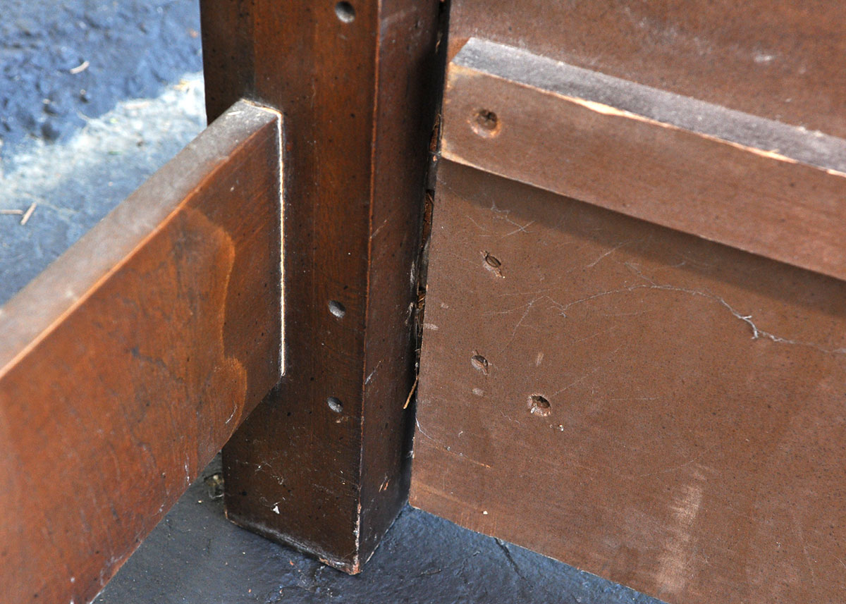 Walnut Paneled Four Post Bed with Custom Canopy and Linens