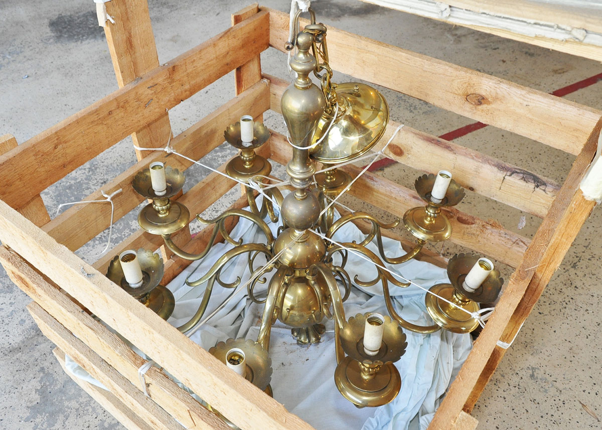 Vintage Brass Colonial Style Chandelier