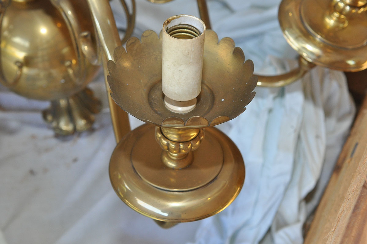 Vintage Brass Colonial Style Chandelier